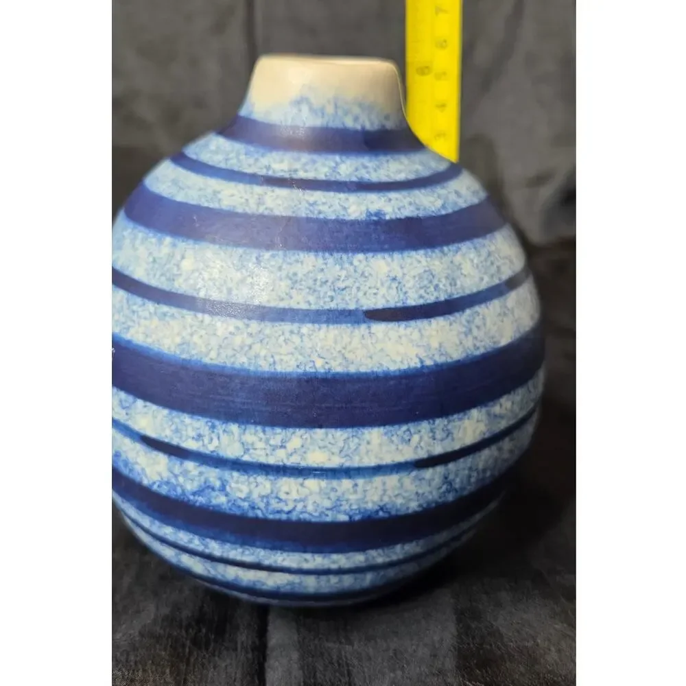 Blue Striped Round Vase